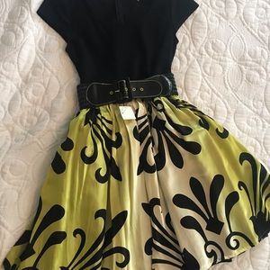 Alice+Olivia Pleated Fit & Flare Minidress